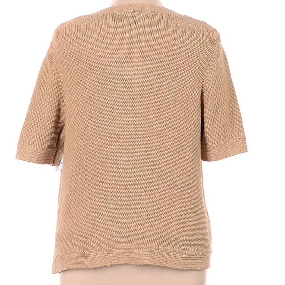 Evan Picone Tan Short Sleeve Cotton Embellished Cardigan 1X